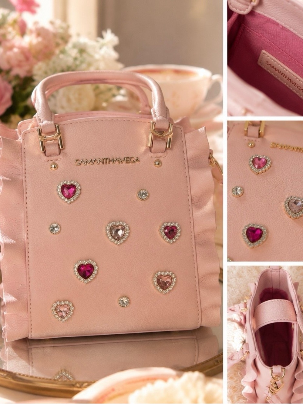 Samantha Vega Pink Heart Jewel Mini Tote